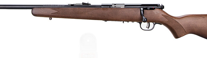 Savage Arms 95700 93 G Full Size 22 WMR 5+1 21" Matte Black Sporter Barrel, Matte Black Drilled & Tapped Carbon Steel Receiver, Satin Hardwood Fixed Stock, Left Hand