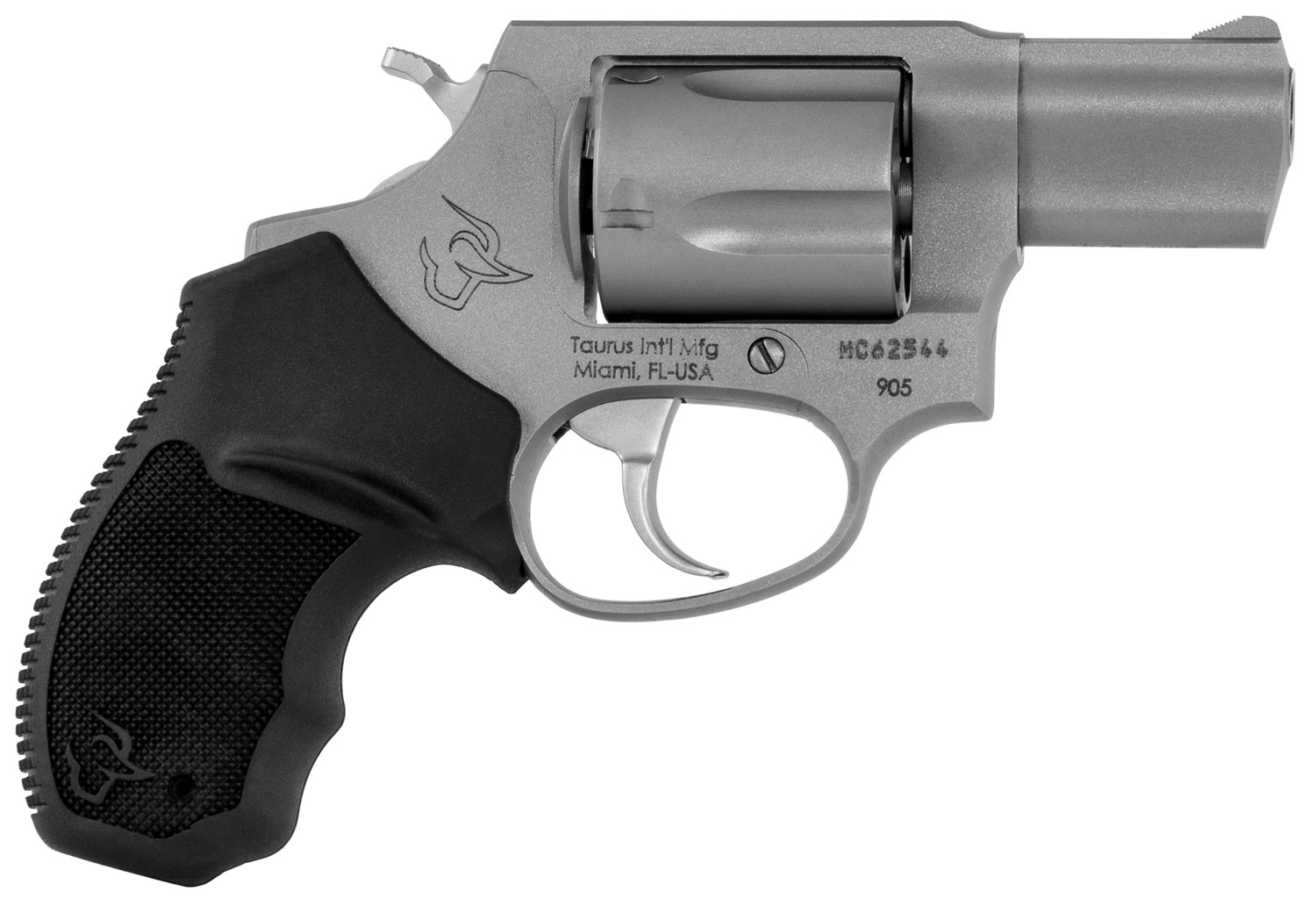 Taurus 2-905029 905 Small 9mm Luger 5 Shot 2" Matte Stainless Steel Barrel, Cylinder & Frame, Black Finger Grooved Rubber Grip, Transfer Bar Safety, Exposed Hammer 3 Taurus 2-905029 905 Small 9mm Luger 5 Shot 2" Matte Stainless Steel Barrel, Cylinder & Frame, Black Finger Grooved Rubber Grip, Transfer Bar Safety, Exposed Hammer
