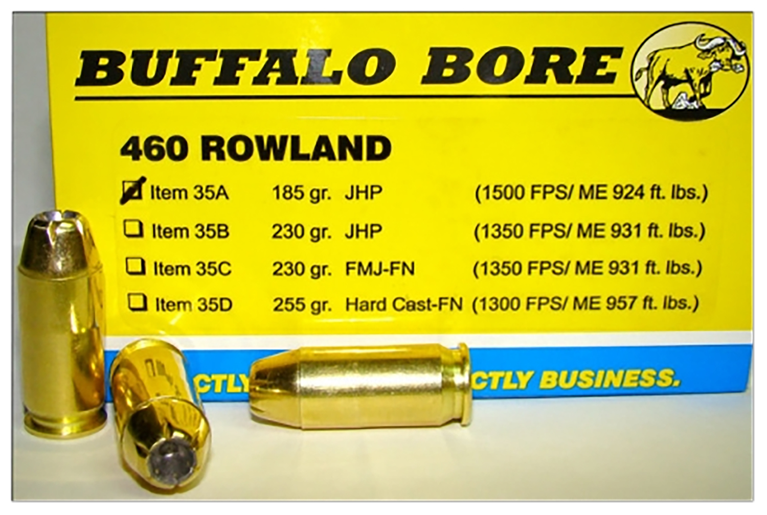 Buffalo Bore Ammunition 35A20 Personal Defense Strictly Business 460Rowland 185gr Jacket Hollow Point 20 Per Box/12 Case 3 Buffalo Bore Ammunition 35A20 Personal Defense Strictly Business 460Rowland 185gr Jacket Hollow Point 20 Per Box/12 Case
