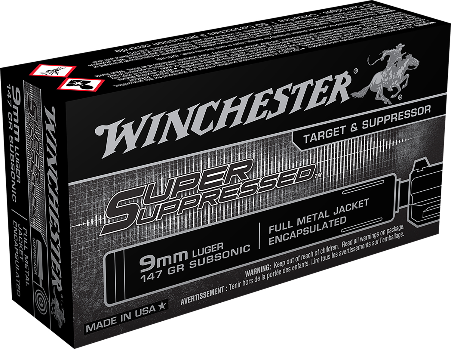 Winchester Ammo SUP9 Super Suppressed 9mmLuger Subsonic 147gr Encapsulated Full Metal Jacket 50 Per Box/10 Case 3 Winchester Ammo SUP9 Super Suppressed 9mmLuger Subsonic 147gr Encapsulated Full Metal Jacket 50 Per Box/10 Case