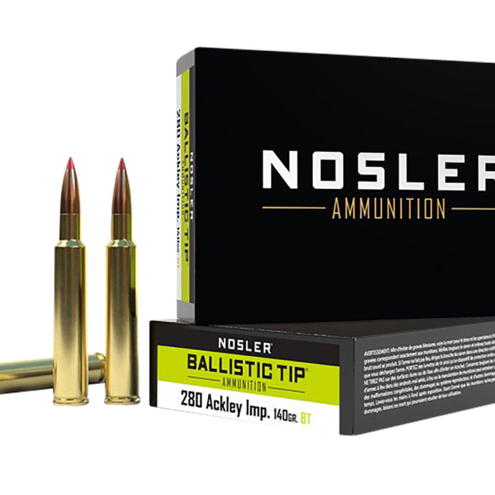Nosler 43504 Ballistic Tip  280Ackley Improved 140gr Spitzer Ballistic Tip 20 Per Box/10 Case