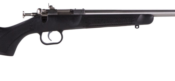 Crickett KSA2295 Youth  22 WMR 1rd 16.12" Blued Barrel & Receiver, Fixed Front/Adjustable Rear Peep Sights, Black Synthetic Stock w/11.5" LOP, Rebounding Firing Pin Safety