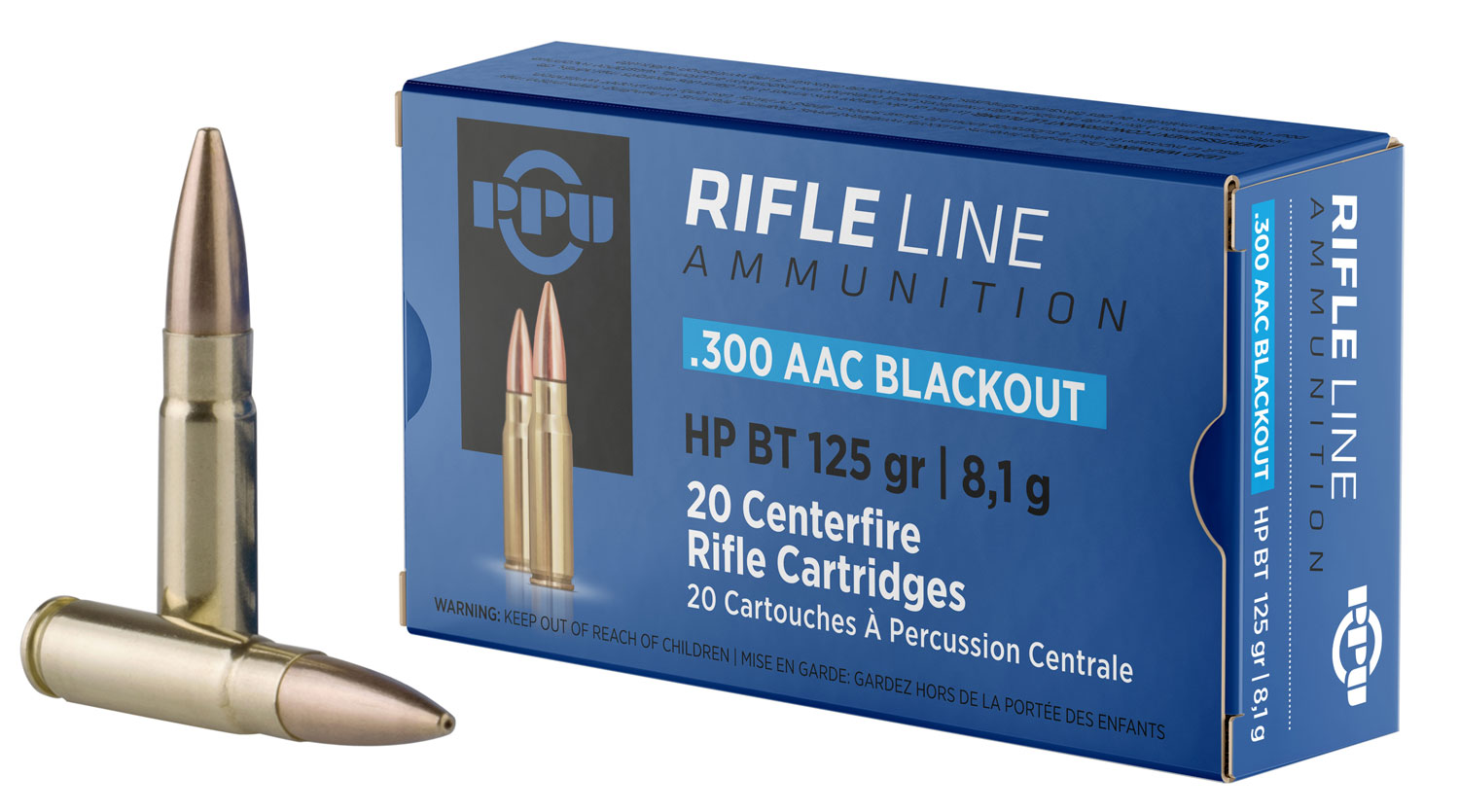 PPU PP300BH Standard Rifle 300Blackout 125gr Hollow Point Boat Tail 20 Per Box/50 Case 3 PPU PP300BH Standard Rifle 300Blackout 125gr Hollow Point Boat Tail 20 Per Box/50 Case