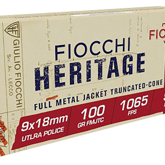 Fiocchi 9X18 Heritage  9x18mmUltra 100gr Full Metal Jacket Truncated Cone 50 Per Box/20 Case