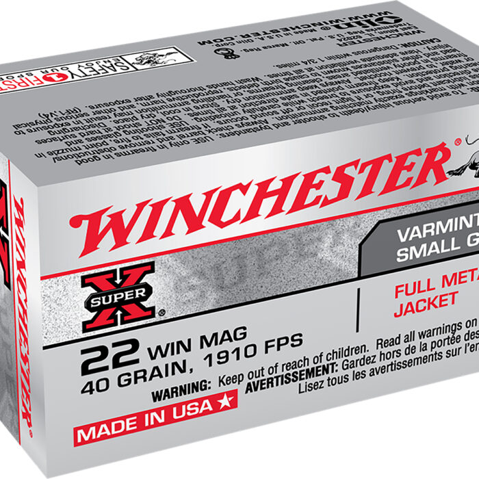 Winchester Ammo X22M Super X  22WMR 40gr Full Metal Jacket 50 Per Box/40 Case