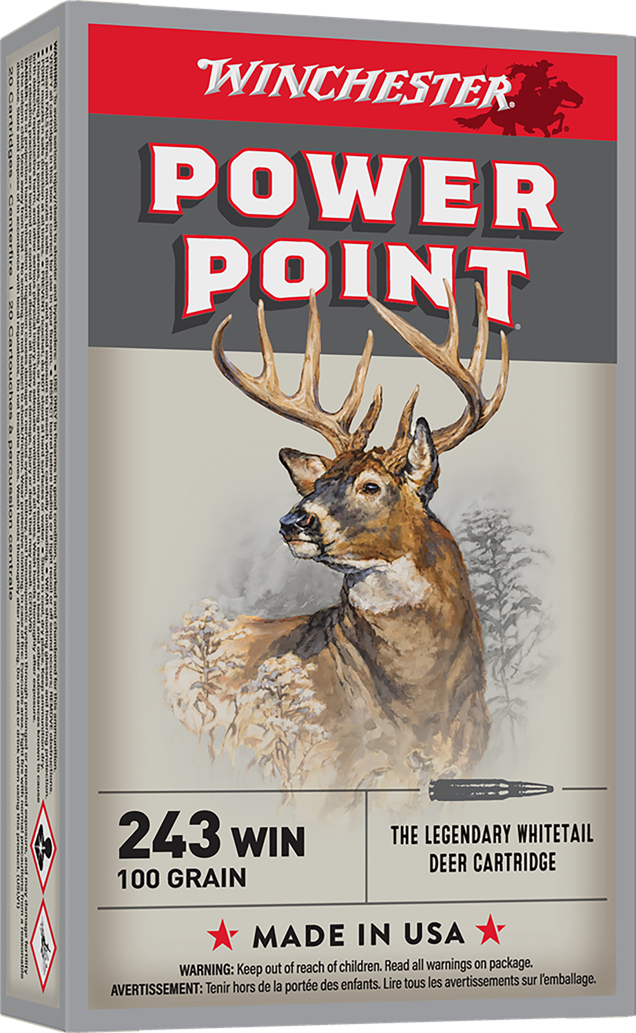 Winchester Ammo X2432 Power-Point 243Win 100gr 20 Per Box/10 Case 3 Winchester Ammo X2432 Power-Point 243Win 100gr 20 Per Box/10 Case