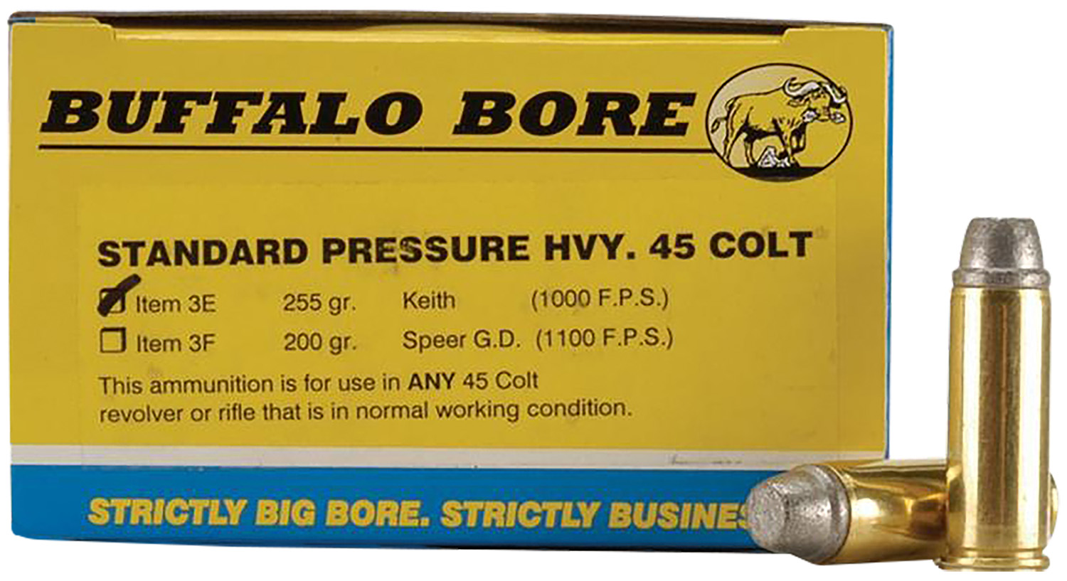 Buffalo Bore Ammunition 3E20 Standard Pressure Strictly Business 45Colt 255gr Gas Checked Soft Cast 20 Per Box/12 Case 3 Buffalo Bore Ammunition 3E20 Standard Pressure Strictly Business 45Colt 255gr Gas Checked Soft Cast 20 Per Box/12 Case