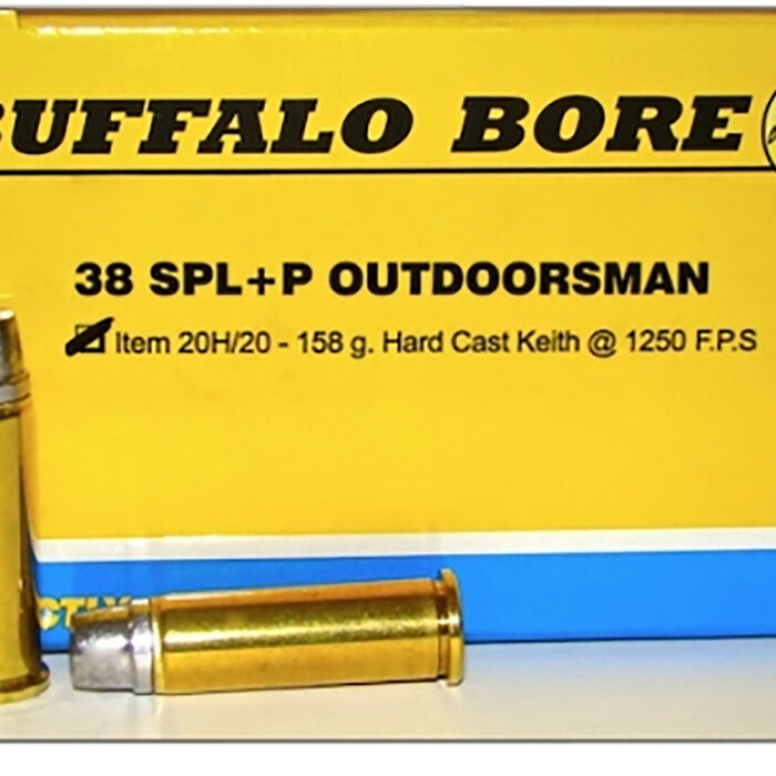 Buffalo Bore Ammunition 20H20 Outdoorsman Strictly Business 38Special +P 158gr Hard Cast 20 Per Box/12 Case
