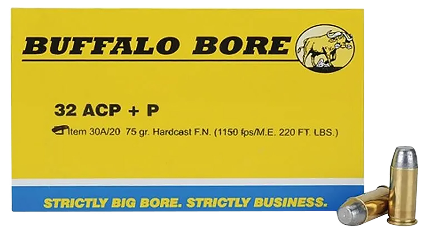 Buffalo Bore Ammunition 30A20 Personal Defense Strictly Business 32ACP +P 75gr Hard Cast Flat Nose 20 Per Box/12 Case 3 Buffalo Bore Ammunition 30A20 Personal Defense Strictly Business 32ACP +P 75gr Hard Cast Flat Nose 20 Per Box/12 Case