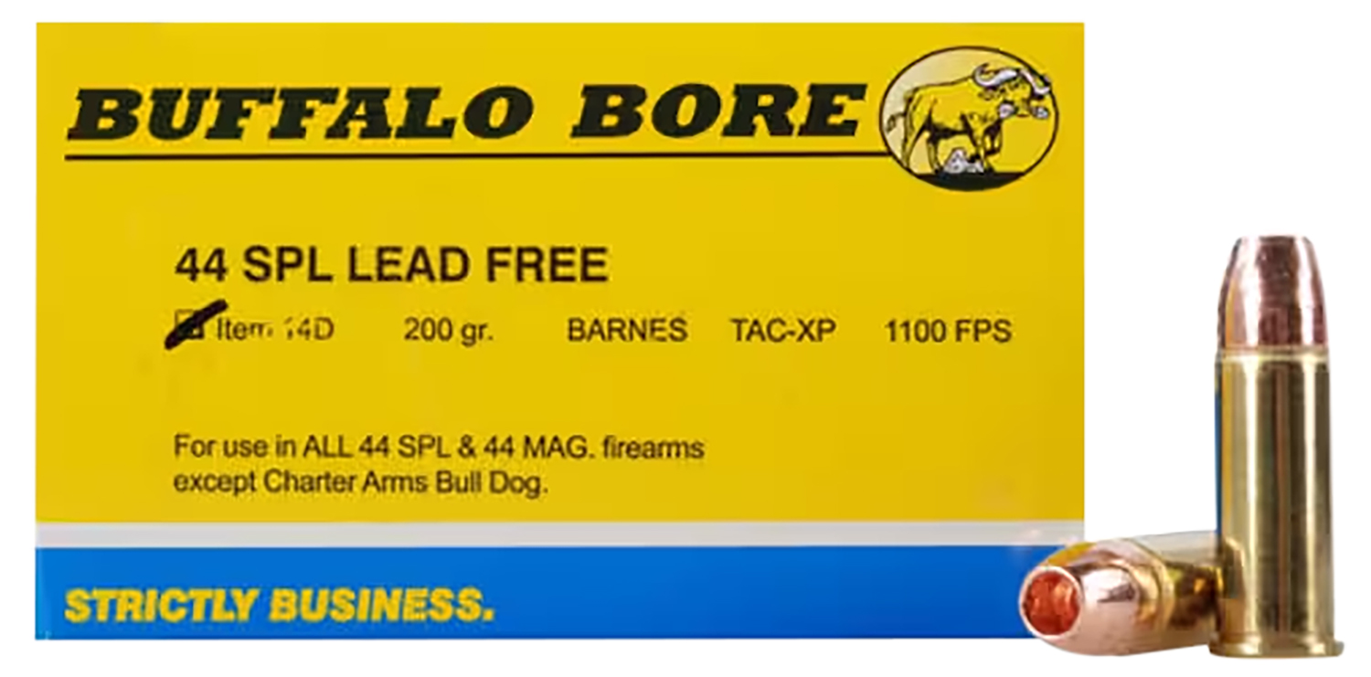 Buffalo Bore Ammunition 14D20 Buffalo-Barnes Strictly Business 44S&W Spl 200gr Barnes TAC-XP Lead Free 20 Per Box/12 Case 3 Buffalo Bore Ammunition 14D20 Buffalo-Barnes Strictly Business 44S&W Spl 200gr Barnes TAC-XP Lead Free 20 Per Box/12 Case