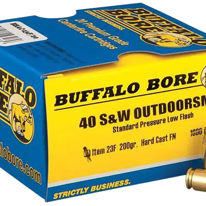Buffalo Bore Ammunition 23F20 Outdoorsman Strictly Business 40S&W 200gr Hard Cast Flat Nose 20 Per Box/12 Case