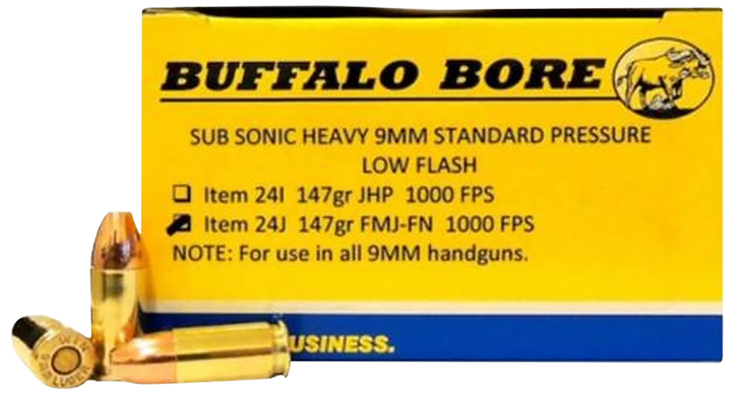 Buffalo Bore Ammunition 24J20 Subsonic Strictly Business 9mmLuger 147gr Full Metal Jacket Flat Nose 20 Per Box/12 Case 3 Buffalo Bore Ammunition 24J20 Subsonic Strictly Business 9mmLuger 147gr Full Metal Jacket Flat Nose 20 Per Box/12 Case