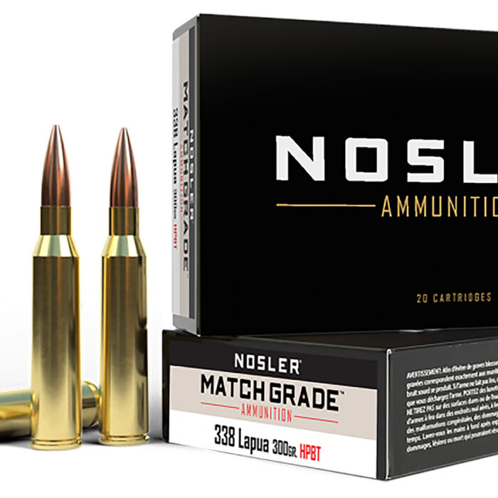 Nosler 43136 Match Grade  338LapuaMag 300gr Custom Competition Hollow Point Boat Tail 20 Per Box/10 Case
