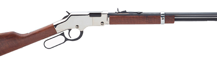 Henry H004SV Golden Boy Silver 17 HMR Caliber with 11+1 Capacity, 20" Blued Barrel, Nickel-Plated Metal Finish & American Walnut Stock Right Hand (Full Size)