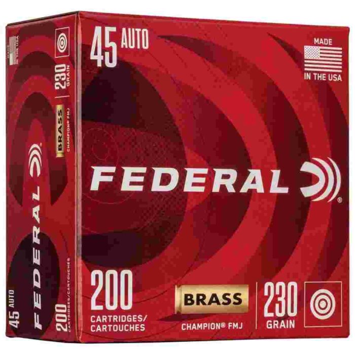 Federal Champion Training Handgun Ammunition .45 ACP 230 gr FMJ 890 fps 200/ct