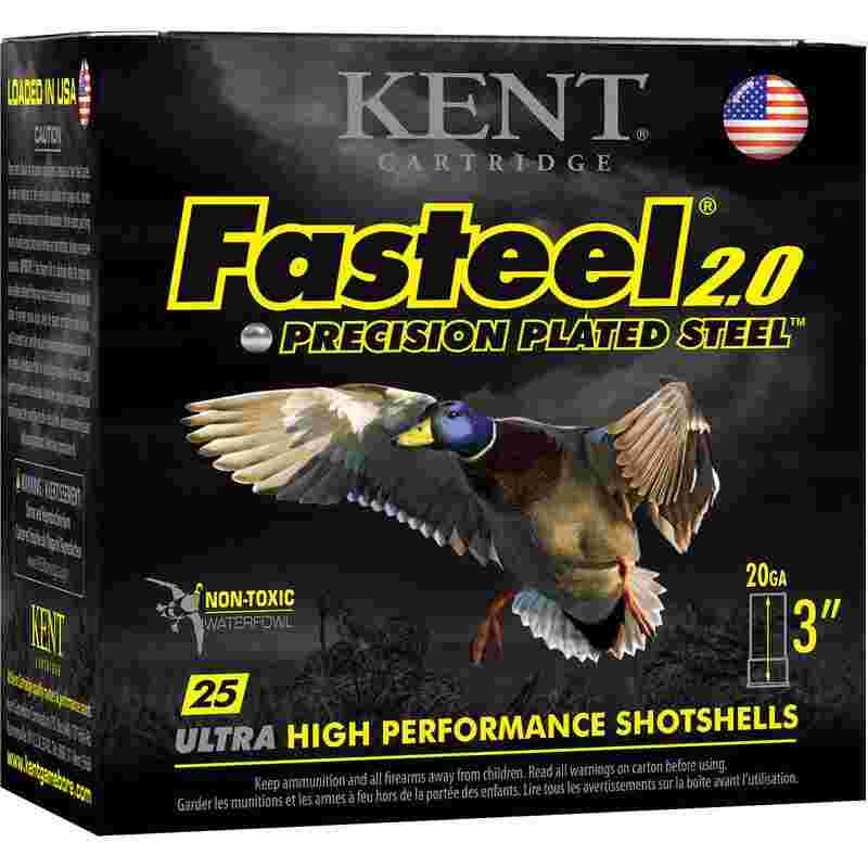 Kent Fasteel + Precision Plated Steel Waterfowl Shotshells 20ga 3" 1oz 1350 fps #4 & #6 25/ct 3 Kent Fasteel + Precision Plated Steel Waterfowl Shotshells 20ga 3" 1oz 1350 fps #4 & #6 25/ct
