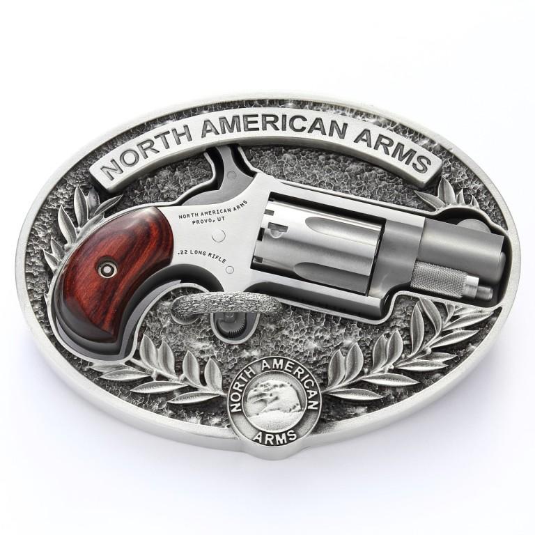 NAA 22LR Mini Revolver .22 LR 5rd Capacity 1.125" Barrel Silver with Wood Grips and Oval Enclosed Belt Buckle 3 NAA 22LR Mini Revolver .22 LR 5rd Capacity 1.125" Barrel Silver with Wood Grips and Oval Enclosed Belt Buckle