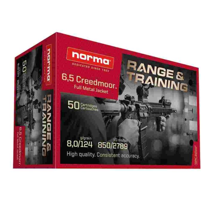 Norma Range & Training Rifle Ammunition 6.5 Creedmoor 124gr FMJ 2789 fps 50/ct