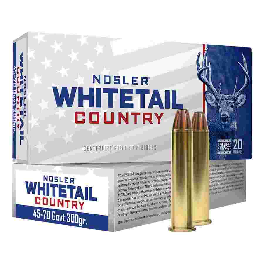 Nosler Whitetail Country Rifle Ammunition 45-70 Govt 300gr LFN 1950 fps 20/ct 3 Nosler Whitetail Country Rifle Ammunition 45-70 Govt 300gr LFN 1950 fps 20/ct