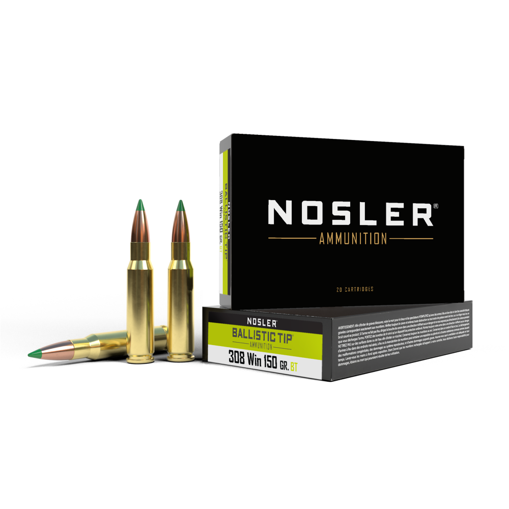 Nosler Ballistic Tip Hunting Rifle Ammunition .308 Win 150gr PT 2800 fps 20/ct 3 Nosler Ballistic Tip Hunting Rifle Ammunition .308 Win 150gr PT 2800 fps 20/ct