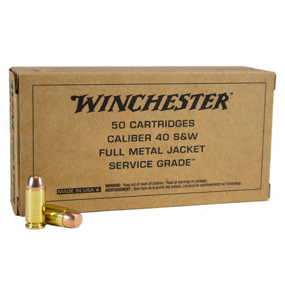 Winchester Service Grade 40 S&W 165 gr. FMJ-FN 1060 fps 50/ct 3 Winchester Service Grade 40 S&W 165 gr. FMJ-FN 1060 fps 50/ct