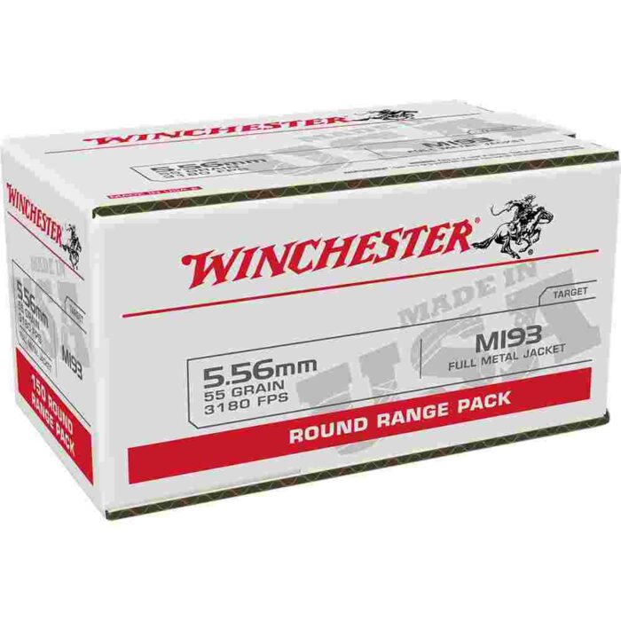 Winchester USA Lake City M193 Rifle Ammunition 5.56mm 55 gr. FMJ 3240 fps 100/ct