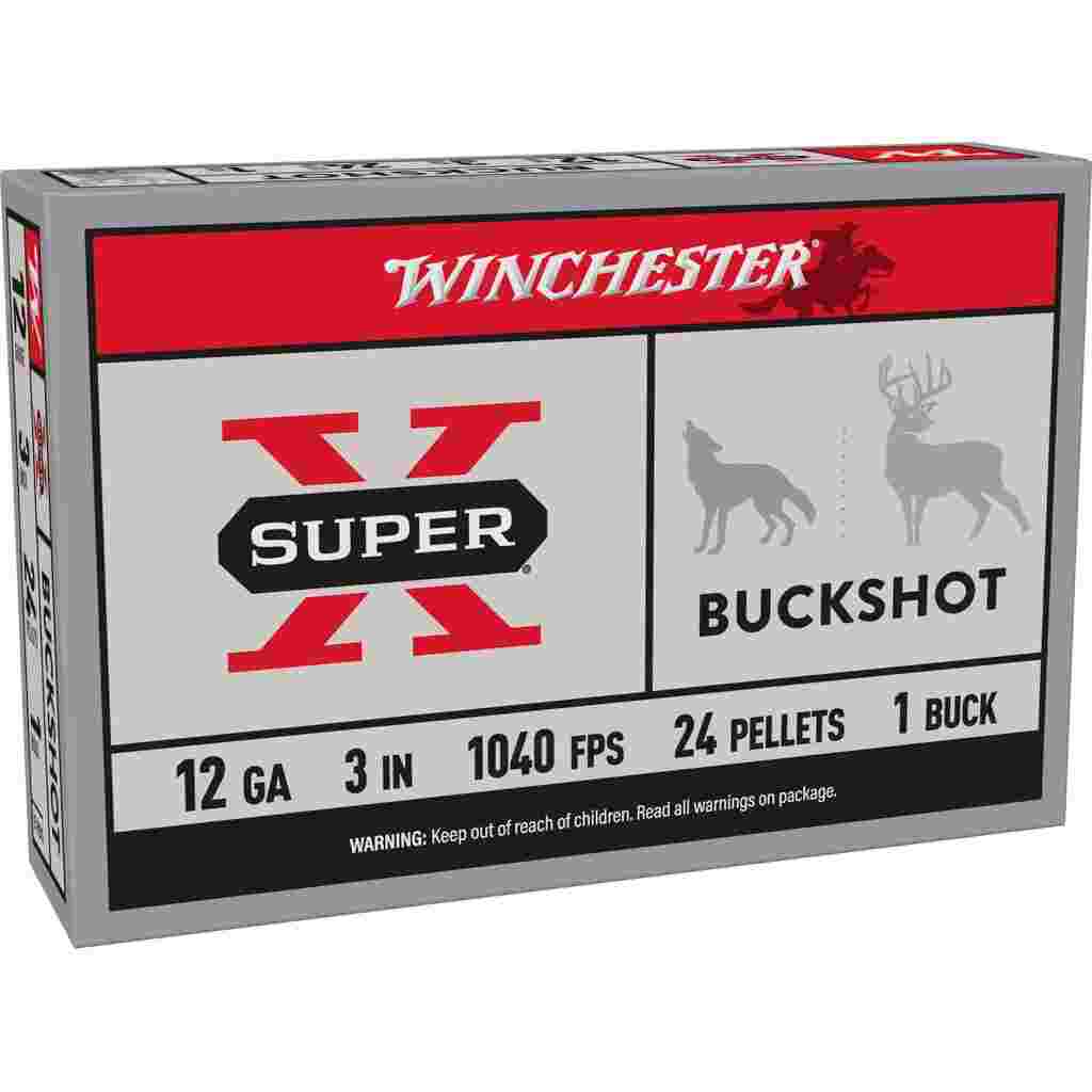 Winchester Super-X Buckshot Shotshells 12 ga 3" 1040 fps #1B 5/ct 3 Winchester Super-X Buckshot Shotshells 12 ga 3" 1040 fps #1B 5/ct