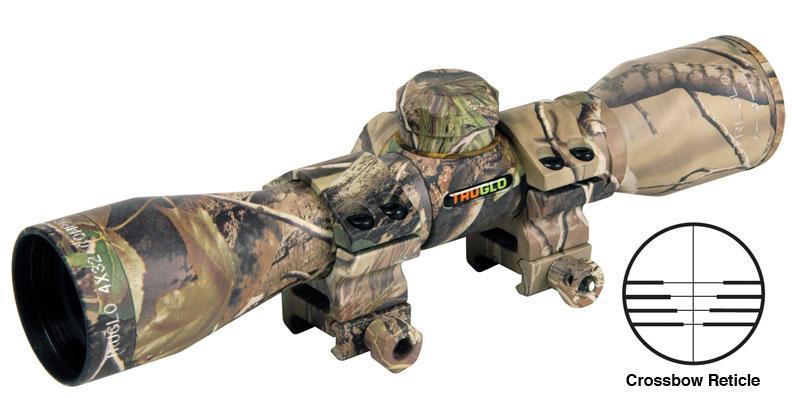 Truglo 4x32mm Compact Crossbow Scope with Weaver Style Rings - Crossbow Reticle Camo 3 Truglo 4x32mm Compact Crossbow Scope with Weaver Style Rings - Crossbow Reticle Camo