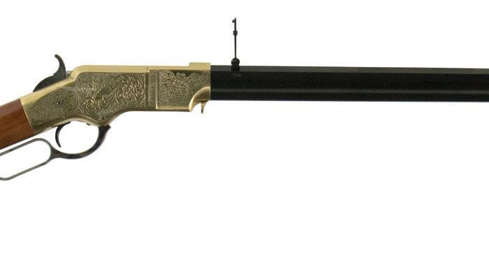 Taylors & Company 550296 1860 Brass Engraved 44-40 Win 13+1 24.25" Blued Octagon Barrel, Brass Engraved/ Brass Receiver, Walnut/ Synthetic Stock, Right Hand