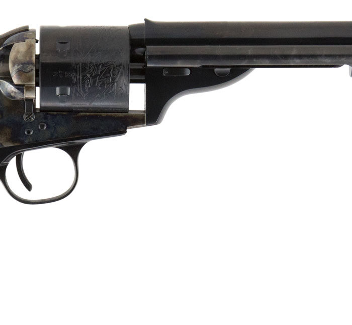 Cimarron CA916 1872 Open Top Army 45 Colt (Long Colt) 6 Shot 7.50" Blued Steel Barrel, Blued Cylinder, Color Case Hardened Steel Frame, Walnut Grip, Exposed Hammer