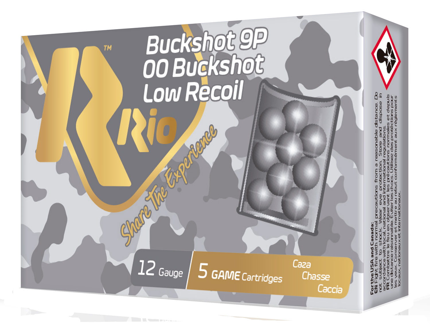 Rio Ammunition RBLR129 Royal Buck Low Recoil 12Gauge 2.75" 9Pellets 00Buck Shot 5 Per Box/50 Case 3 Rio Ammunition RBLR129 Royal Buck Low Recoil 12Gauge 2.75" 9Pellets 00Buck Shot 5 Per Box/50 Case