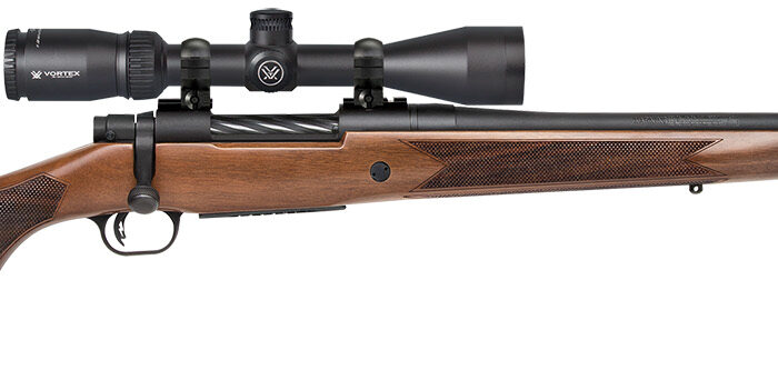 Mossberg 27941 Patriot  270 Win Caliber with 5+1 Capacity, 22" Fluted Barrel, Matte Blued Metal Finish & Walnut Stock Right Hand (Full Size) Includes Vortex Crossfire II 3-9x40mm Scope