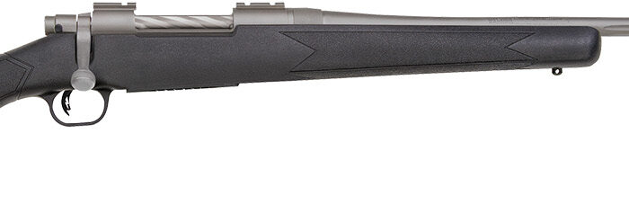 Mossberg 28129 Patriot  Full Size 7mm Rem 3+1 24" Stainless Cerakote Fluted Threaded Barrel, Drilled & Tapped Stainless Cerakote Receiver, Black Fixed Synthetic Stock, Right Hand