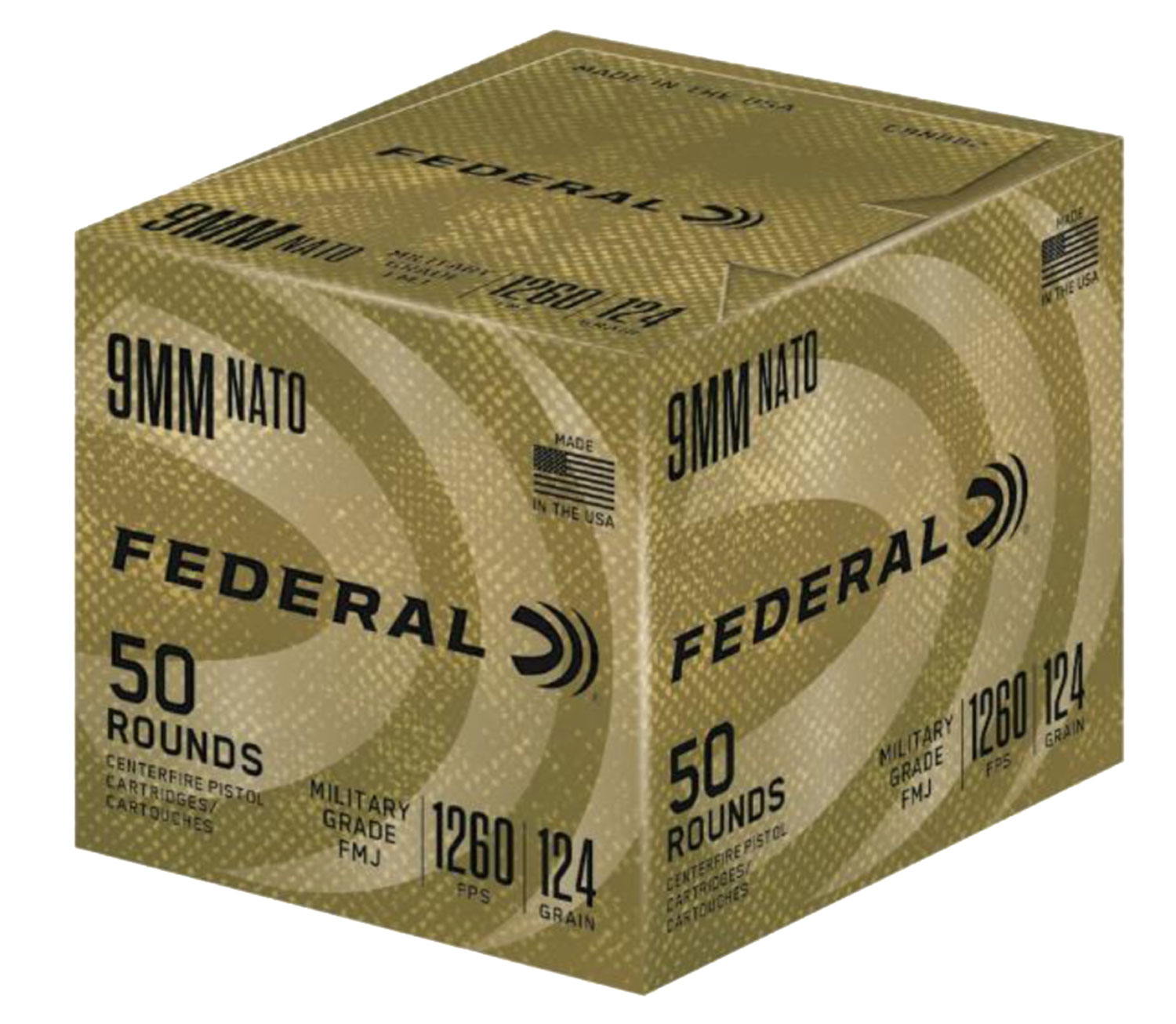 Federal C9N882 Military Grade  9mmLuger 124gr Full Metal Jacket 50 Per Box/10 Case