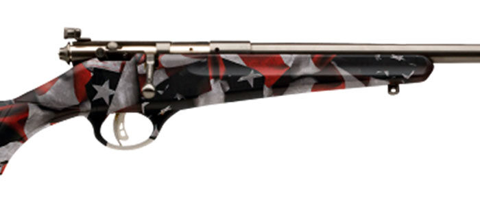 Savage Arms 13801 Rascal  Youth 22 LR 1rd 16.13" Satin Black Sporter Barrel, Satin Black Carbon Steel Receiver, American Flag Fixed Synthetic Stock, Right Hand