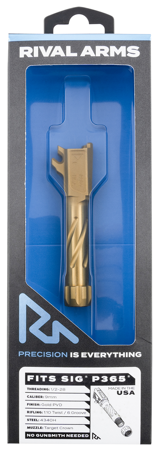 Rival Arms RA20P002E Precision Match Grade 9mm Luger 3.10" Fluted Threaded Gold PVD Steel, Fits Sig P365 3 Rival Arms RA20P002E Precision Match Grade 9mm Luger 3.10" Fluted Threaded Gold PVD Steel, Fits Sig P365