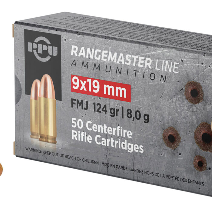 PPU PPRM9M Rangemaster  9mmLuger 124gr Full Metal Jacket 1000/Box