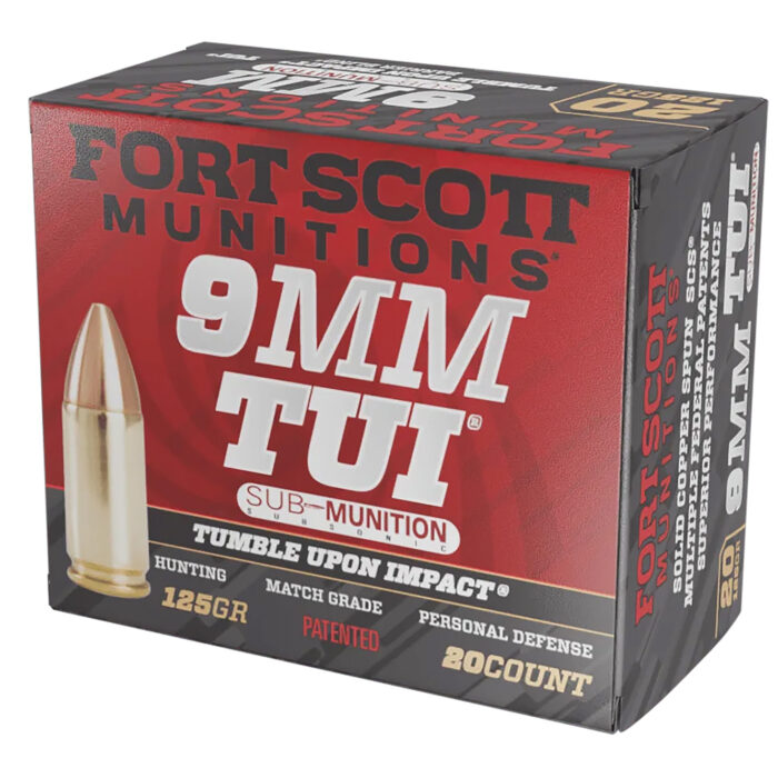 Fort Scott Munitions 9MM125SCVSS Tumble Upon Impact (TUI)  9mmLuger Subsonic 125gr Solid Copper Spun 20 Per Box/25 Case
