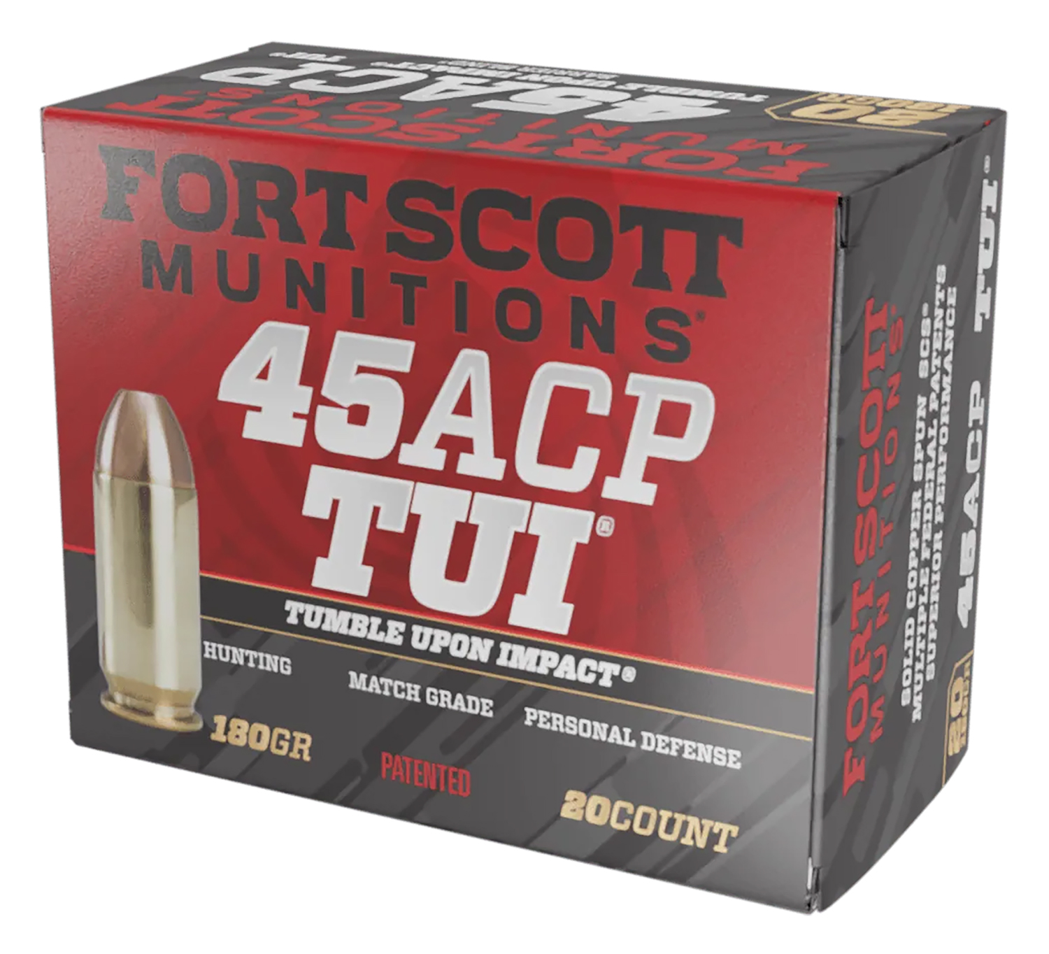 Fort Scott Munitions 450180SCV Tumble Upon Impact (TUI) 45ACP 180gr Solid Copper Spun 20 Per Box/25 Case 3 Fort Scott Munitions 450180SCV Tumble Upon Impact (TUI) 45ACP 180gr Solid Copper Spun 20 Per Box/25 Case