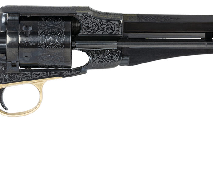 Taylors & Company 550761 Remington Conversion LawDawg 45 Colt (LC) Caliber with 8" Barrel, 6rd Capacity Cylinder, Overall Blued Engraved Finish Steel & 2-Piece Ivory Grip