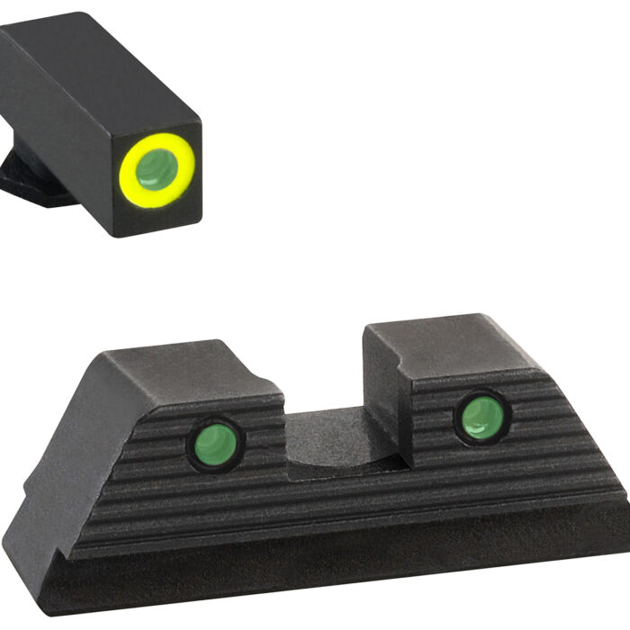 AmeriGlo GL820 Trooper Sight Set for Glock  Green Tritium Lumigreen Outline Front Sight-Green Tritium Black Outline Rear Sight