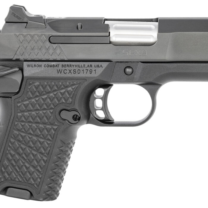 Wilson Combat SFX9SC3A SFX9 Sub-Compact 9mm Luger 10+1 15+1 3.25" Stainless Steel Barrel, Black DLC Serrated Stainless Steel Slide, Black Aluminum Frame w/Beavertail