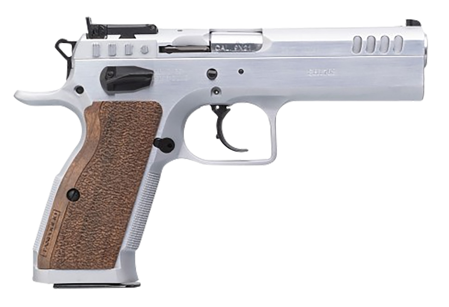 Tanfoglio IFG TFSTOCK240 Stock II Competition 40 S&W 12+1/16+1, 4.44" Stainless Polygonal Rifled Barrel, Stainless Ported/Serrated Slide, Stainless Steel Frame, Brown Polymer Grip 3 Tanfoglio IFG TFSTOCK240 Stock II Competition 40 S&W 12+1/16+1, 4.44" Stainless Polygonal Rifled Barrel, Stainless Ported/Serrated Slide, Stainless Steel Frame, Brown Polymer Grip