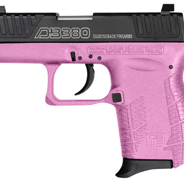 Diamondback DB0100E112 DB380 Gen4 Micro-Compact Frame 380 ACP 6+1, 2.80" Stainless Steel Barrel, Nickel Boron Serrated Stainless Steel Slide, Pink Polymer Frame w/Beavertail & Grip