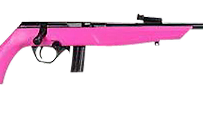 Rossi  RB22  Compact 22 LR 10+1, 16" Matte Black Button Rifled Free Floating Steel Barrel, Matte Black Stainless Steel Receiver, Pink Monte Carlo Stock, Right Hand