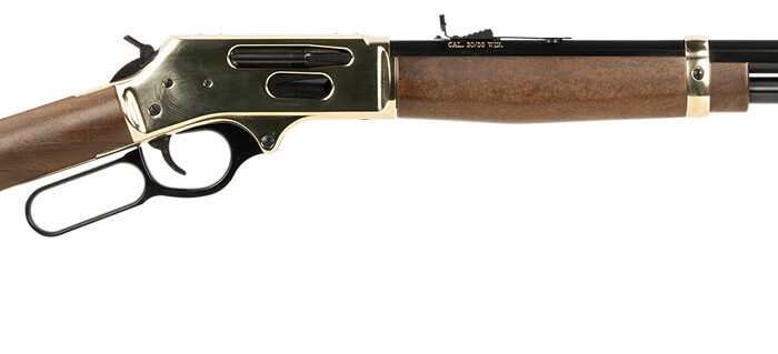 Henry H009BG Side Gate  Full Size 30-30 Win 5+1 20" Blued Steel Barrel, Brass Polished Drilled & Tapped Brass Receiver, American Walnut Fixed Stock, Right Hand