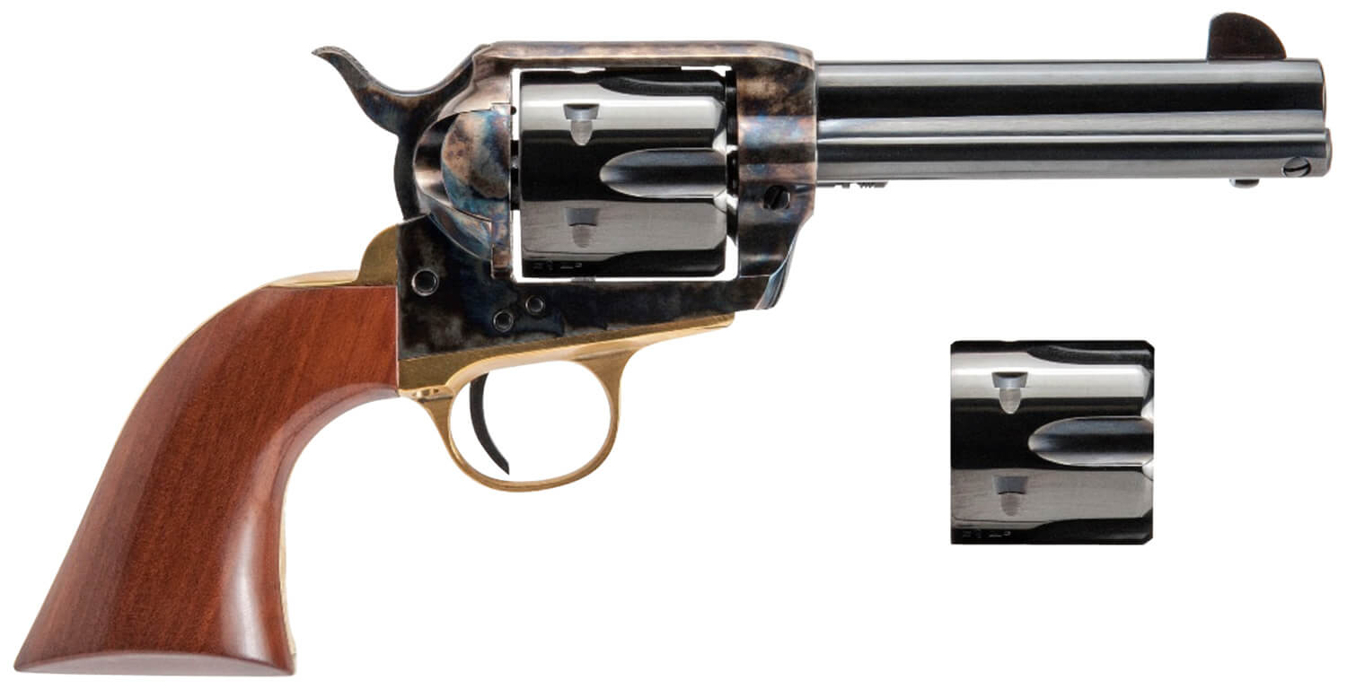 Cimarron PPP9MMDC Pistolero Dual Cylinder 9mm Luger/357 Mag 6 Shot, 4.75" Blued Barrel & Cylinder, Color Case Hardened Frame, Walnut Grip 3 Cimarron PPP9MMDC Pistolero Dual Cylinder 9mm Luger/357 Mag 6 Shot, 4.75" Blued Barrel & Cylinder, Color Case Hardened Frame, Walnut Grip