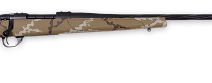 Weatherby VHH653WR8B Vanguard Outfitter 6.5-300 Wthby Mag 3+1 26" Threaded/Spiral Fluted, Graphite Black Barrel/Rec, Tan with Brown & White Sponge Synthetic Stock, Accubrake Muzzle Brake, Adj. Trigger