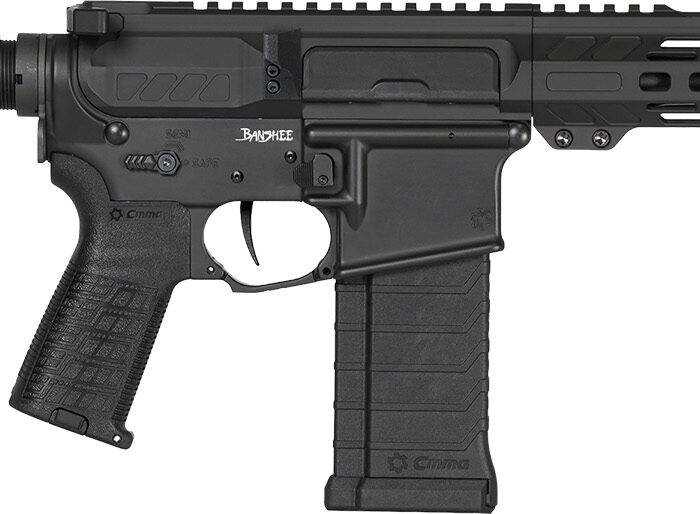 CMMG 54AE10FAB Banshee MK4 5.7x28mm 32+1, Black Nitride Medium Taper Threaded Barrel, EML 11" M-LOK Handguards, Black Armor Cerakote Aluminum Picatinny Rail Receiver, CMMG Zeroed Grips