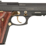 Taurus 1-920151GLD-HW1 92 Full Size Frame 9mm 17+1 5" Matte Black Stainless Steel Barrel, Matte Black Serrated Alloy Steel Slide, Matte Black w/Gold Accents Aluminum Frame w/Picatinny Rail, Wood Grip 1 174519